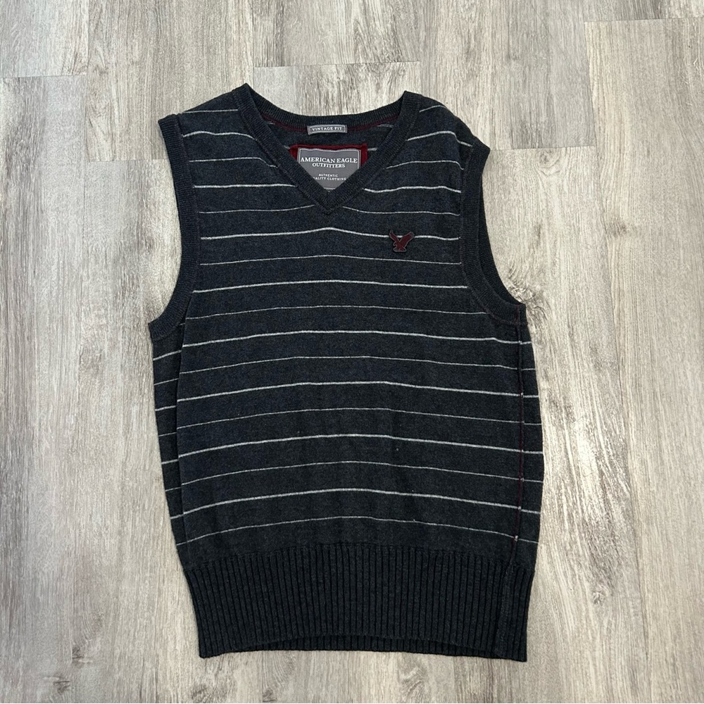 American Eagle Wool  Sweater Vest Men’s M Striped Grandpa Preppy Academia Indie